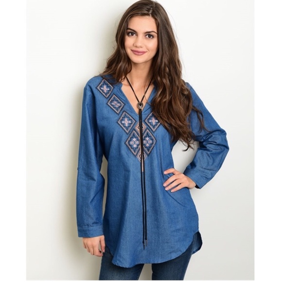 Blues denim tops