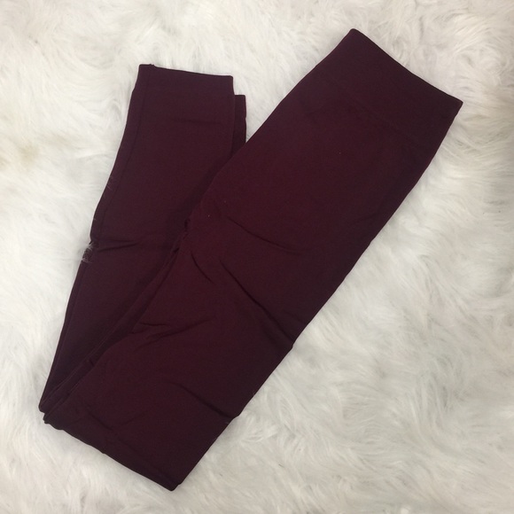 Burgundy Fleece Lined Leggings