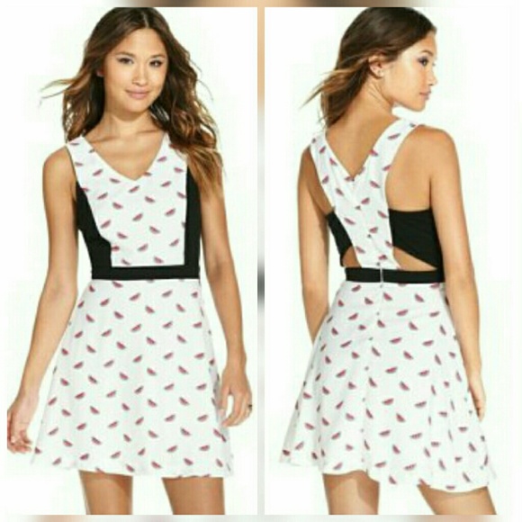 Eric + Lani Dresses & Skirts - ERIC+LANI watermelon skater cutout mini dress