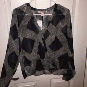 NWT Black & white sheer woven top - Forever 21