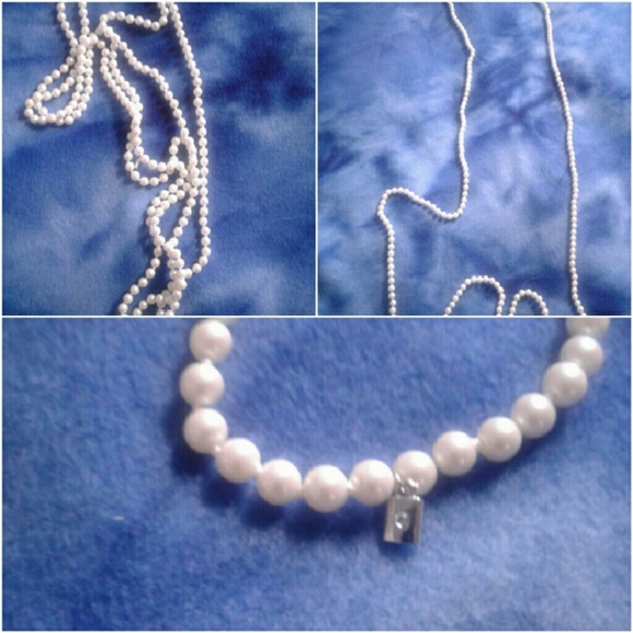 Opera length faux pearl necklace