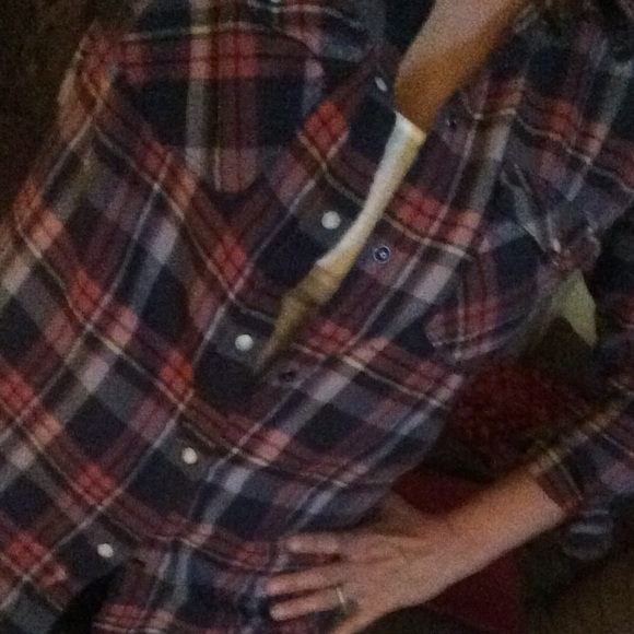 American Eagle boyfriend snap front shirt