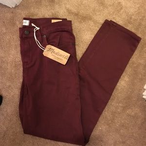 Madewell Skinny Skinny Maroon Sateen Jeans