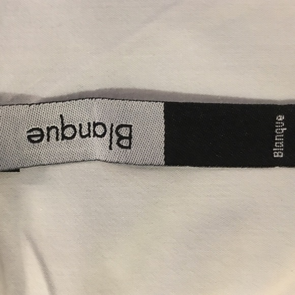 Blanque Diag. Front Ruffle Button Down Plus Size 2 - Picture 3 of 4