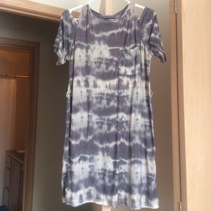 tie dye cold shoulder tee dress