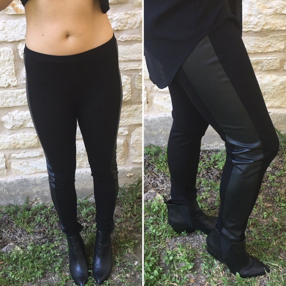 Vince Camuto leggings, vegan leather side panels