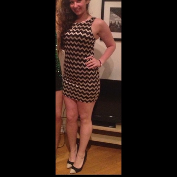 Forever 21 Chevron Print Lurex Mini Dress