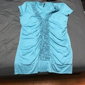 Maurice's ruffled short sleeve blouse