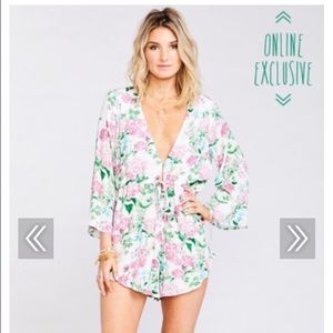 Show Me Your Mumu Roxy Romper Poppies &Cream Cloud