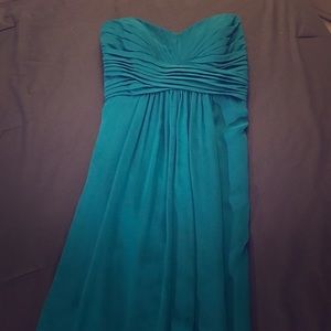 Davids Bridal Long Strapless Chiffon Dress
