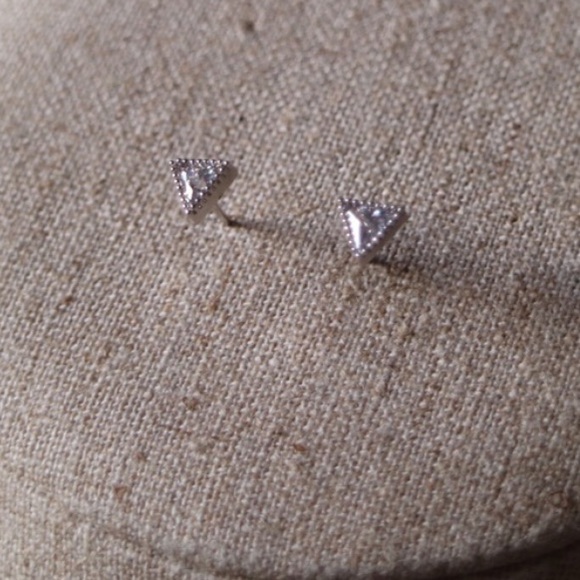 Triangle Stud Earrings - Picture 3 of 3