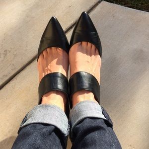 Black leather heels