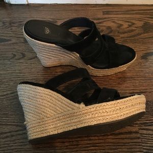 UGG black suede wedges