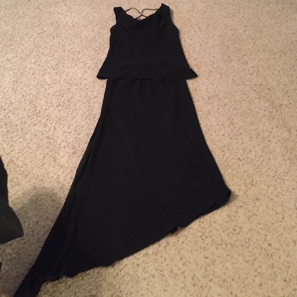 Dressy Black Jeweled Top/Asymmetrical Skirt