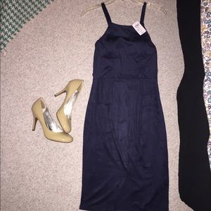 Navy Blue Velvet Dress