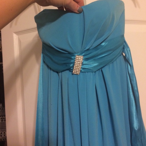 💃 Blue XOXO Strapless Dress Size S for Prom! - Picture 3 of 5