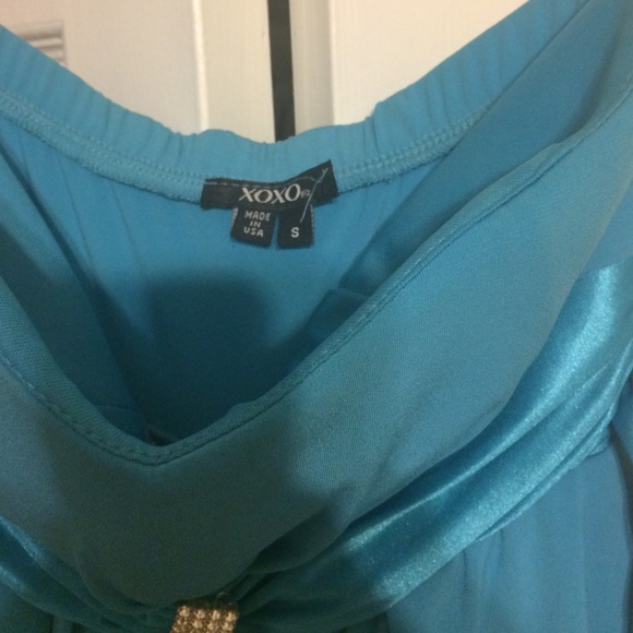 💃 Blue XOXO Strapless Dress Size S for Prom! - Picture 4 of 5