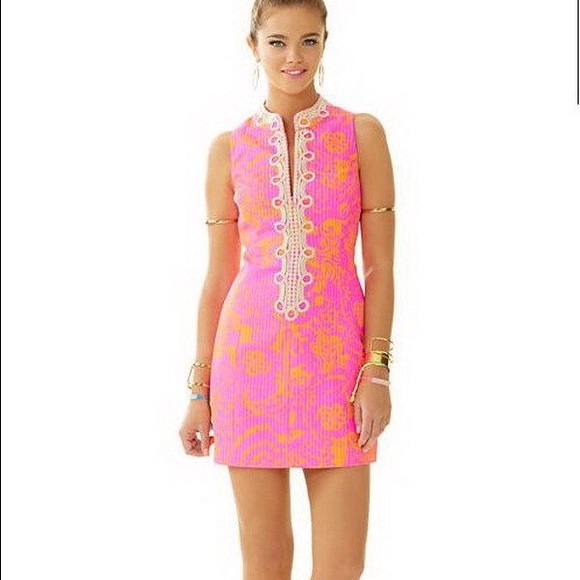 Lilly Pulitzer Alexa High Collar Shift in Pop Pink