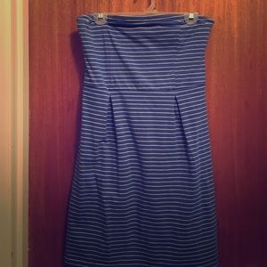 Blue striped tube top dress