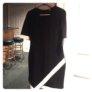 Black and white asymmetrical dress