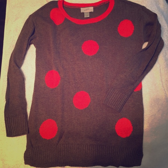 Brown and orange polka dot Loft sweater