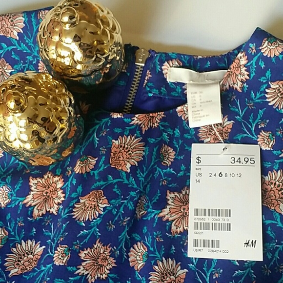 Sharp Blue Sundress w Orange Floral Pattern NWT - Picture 4 of 4