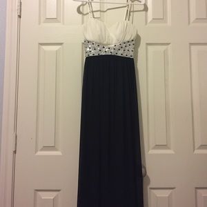 Black and White gown with stones and sequins