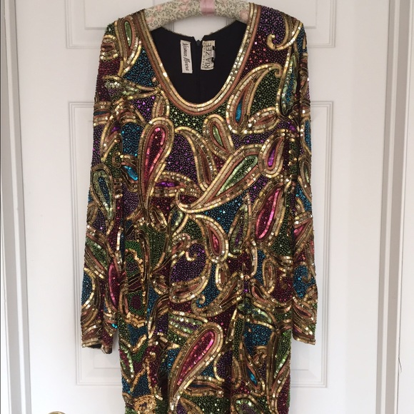 Neiman Marcus Sequin long sleeve Dress