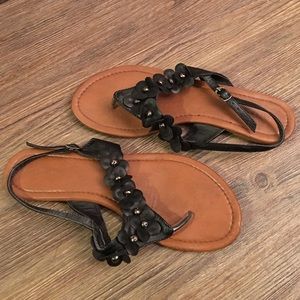 Black Flower Sandals