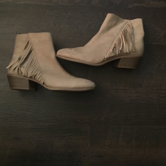 Faux suede fringe boots