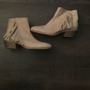 Faux suede fringe boots
