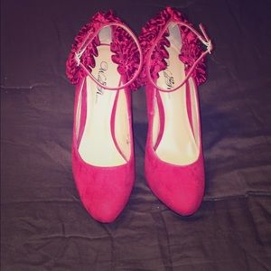JusFab red suede like heels.  NWOT size 8.5