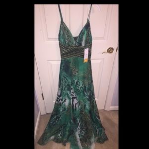 Emerald Green Animal Print Evening Gown