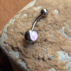 SALE! 14g White Opal Belly Ring