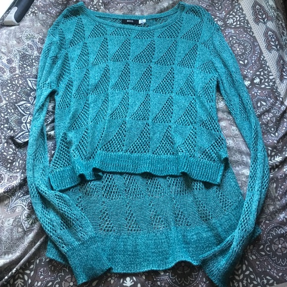 BDG Teal Knit High-Lo Sweater