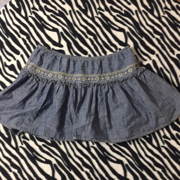 Boho Denim chambray embroidered flirty skirt