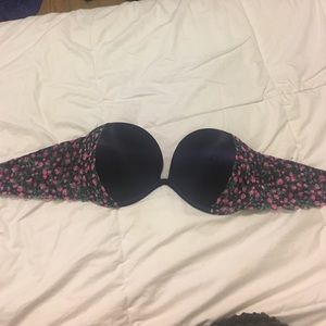 PINK navy blue strapless bra