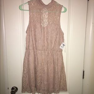 High neck pink lace romper