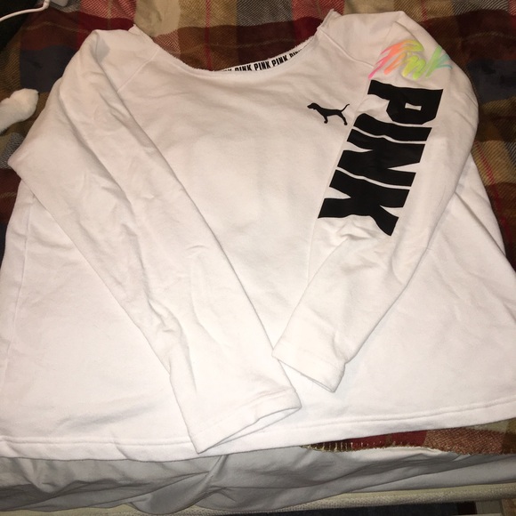 PINK off the shoulder long sleeve shirt