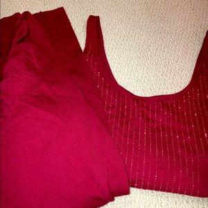Express Red Tank Top & Cardigan Small
