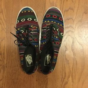 WORN ONCE, canvas Aztec vans