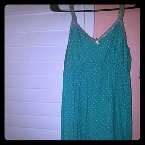Blue/green polkadot night gown