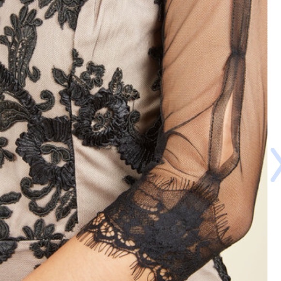 🌺HP🌺 Beige & Black Appliqué Sheath Dress - Picture 3 of 3