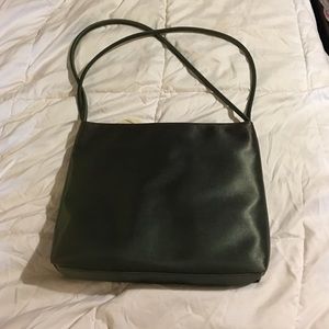 Bechamel shoulder bag, green satin double strap