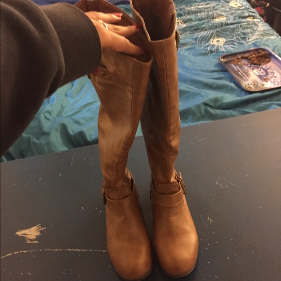 Brown knee high boots
