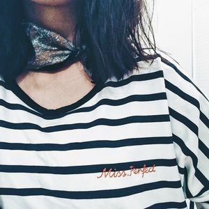 Zara "Miss Perfect"  B+W Striped Pullover