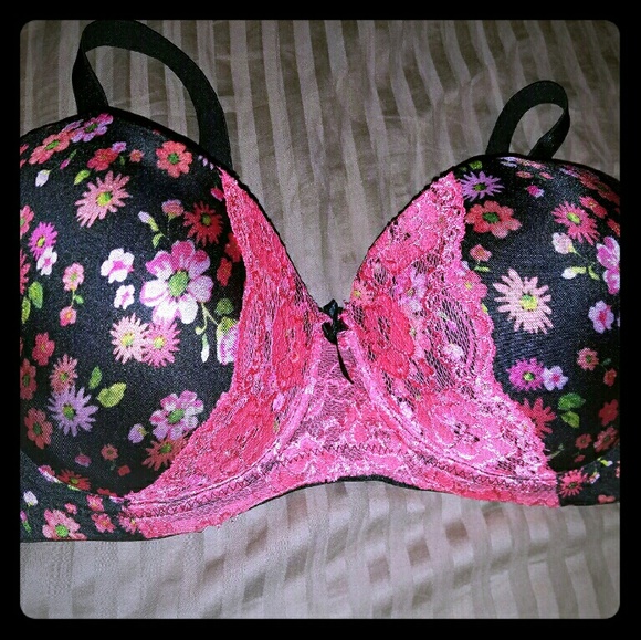 Black with flowers bra