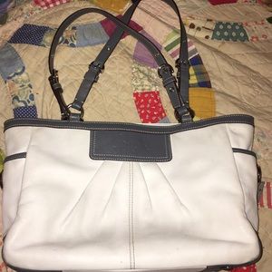 White and Gray Coach Pocketbook