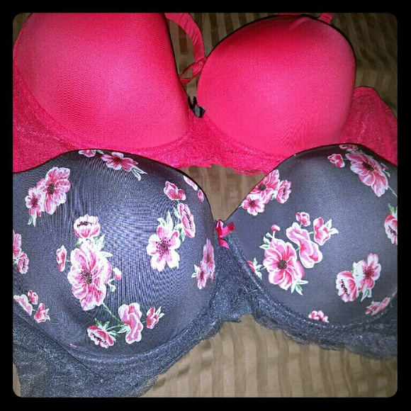 2 bras pink and grey