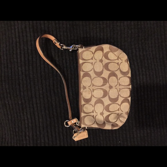 Authentic C signature Coach wristlet - brown / tan